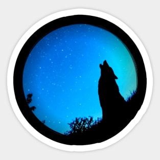 The wolf howling at the moon Sticker